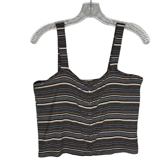 American Eagle Outfitters Tops - American Eagle Crop Top Women's L Black Blue Striped Soft & Sexy Rib Sleeveless